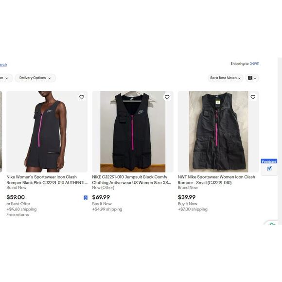 Nike Med Women's Sportswear Icon Clash Romper Black Pink CJ2291-010 AUTHENTIC - Picture 12 of 12